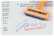 Antrag mit Stempel und Unterschrift - genehmigt