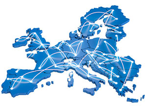 Länderflaggen auf einer Karte