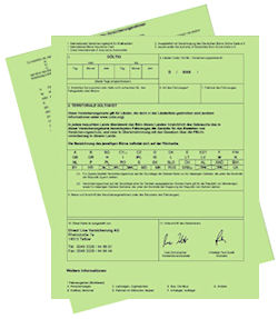 Grüne Versicherungskarte