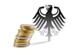 Der Bundesadler und ein Stapel Münzen