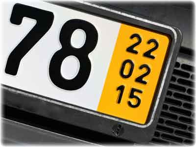 Nahaufnahme des gelben Bereiches eines Kurzzeitkennzeichens