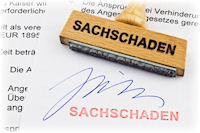 Unterlagen mit Unterschrift und Stempel Sachschaden